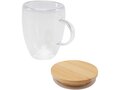 Tasse en verre Leona de 350 ml avec couvercle en bambou 4