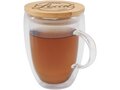 Tasse en verre Leona de 350 ml avec couvercle en bambou 1