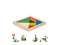 Tangram puzzle in wood