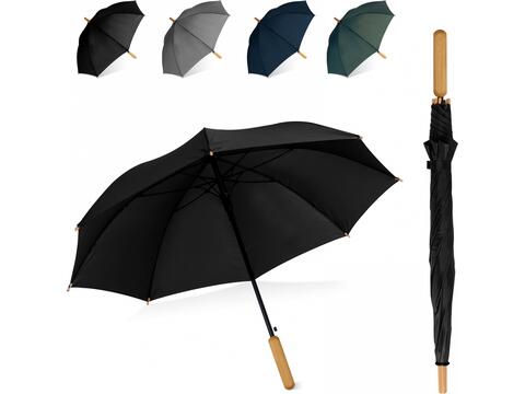 Parapluie bâton 25” en R-PET. Poignée droite, ouverture automatique
