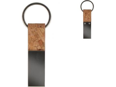 Porte-clés rectangulaire en liège et métal