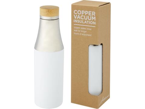 Bouteille Hulan de 540 ml en acier inoxydable avec  cuivre et isolation par le vide avec couvercle en bambou