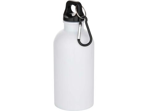 Bouteille d’eau Oregon de 400 ml en acier inoxydable recyclé à simple paroi certifié RCS avec mousqueton (impression par sublimation)