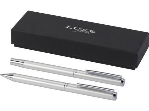 Ensemble-cadeau stylo bille et stylo roller Lucetto en aluminium recyclé