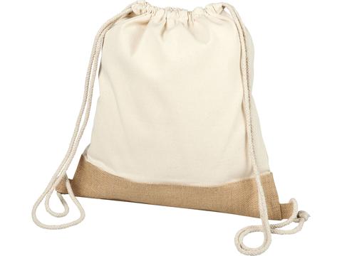 Sac à dos en jute de coton Delhi avec cordon de serrage