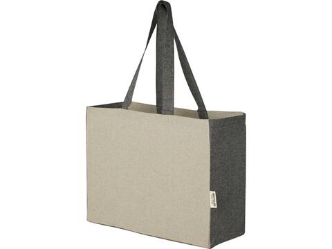 Sac shopping Pheebs de 18 l en coton recyclé de 190 g/m² à soufflets avec côtés contrastés