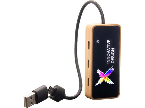 SCX.design H21 8-in-1 houten USB-hub met dubbele ingang en 6 poorten