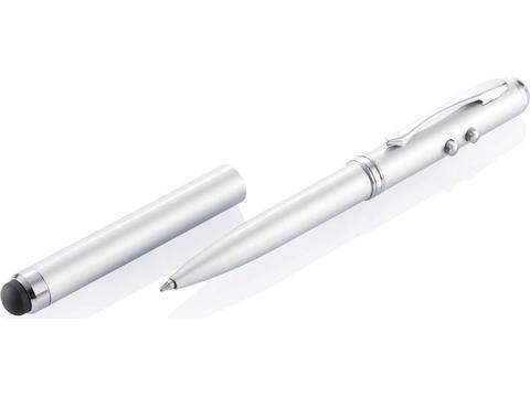 Stylo Stylet Pointeur laser et Torche Argenté en boite Métallique ALL WHAT  OFFICE NEEDS