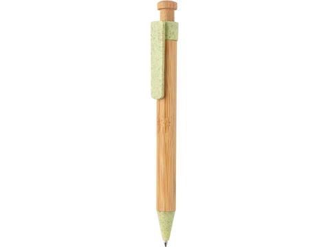 Bamboe pen met tarwestro clip 