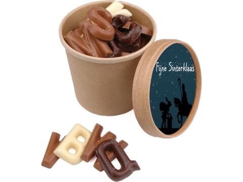 Saint Nicolas coupe avec des lettres en chocolat - 150 gr.