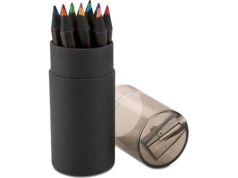 12 crayons de couleurs noirs