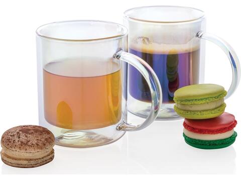 Mug double paroi en verre électroplaqué