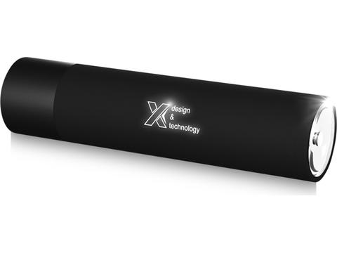 F10 2500 mAh zaklamp met oplichtend logo-zwarat