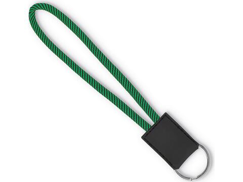 Porte-clés court en polyester sur mesure avec cordon bicolore et badge PVC – design entièrement personnalisé