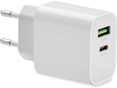 18W 2 port USB charger EU plug