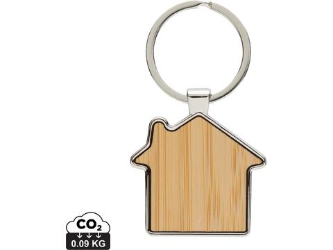 Porte-clés maison en alliage de zinc RCS et bambou