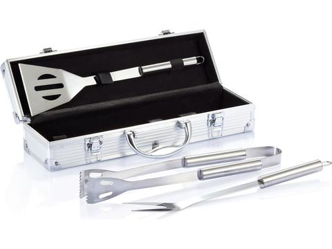 Set de 3 pcs pour barbecue en coffret aluminium