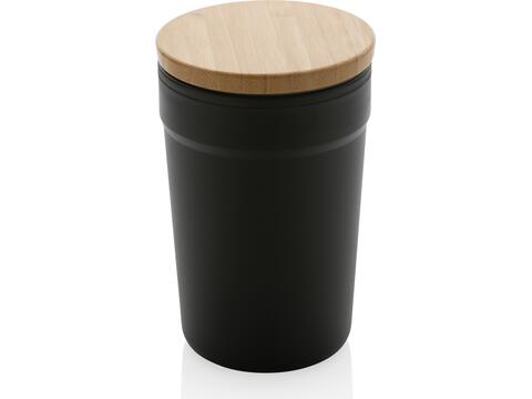 Mug 300ml en PP recyclé GRS avec couvercle en bambou FSC®