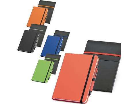 Coffret stylo à bille et bloc-notes