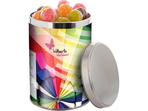 Boîte de bonbons remplie de boules de chewing-gum ou de friandises