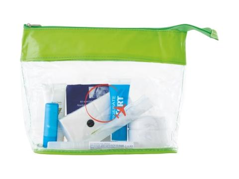 Trousse de toilette transparente, passepoilée couleur