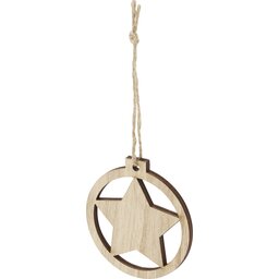 Natall houten kerstster ornament