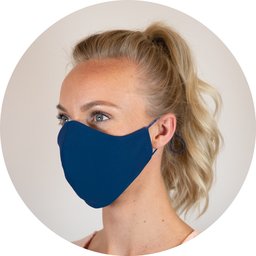3-laags katoenen mondmasker met ruimte voor filter blauw