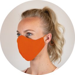 3-laags katoenen mondmasker met ruimte voor filter oranje