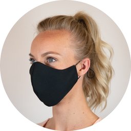 3-laags katoenen mondmasker met ruimte voor filter zwart