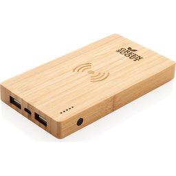 Bamboe powerbank met 5W draadloze oplader - 4.000 mAh bedrukt