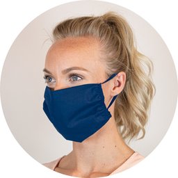Blauw Herbruikbaar mondmasker uit katoen met ruimte voor filter
