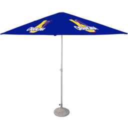 custom made parasol vierkant met logo in quadri full color horeca
