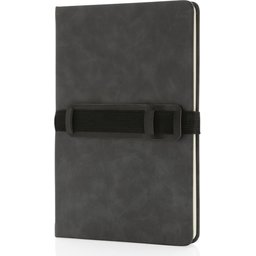 Deluxe hardcover PU A5 notitieboek met telefoon- en penhouder