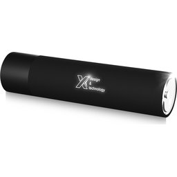 F10 2500 mAh zaklamp met oplichtend logo-zwarat