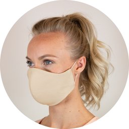 Herbruikbaar mondmasker uit medisch katoen met ruimte voor filter beige