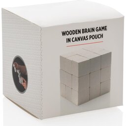 Houten denkspel in canvas tasje-doosje