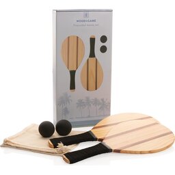 Houten frescobol tennis set-verpakking