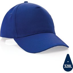 Impact 5 panel 190gr gerecycled katoenen cap met AWARE™ trac-blauw