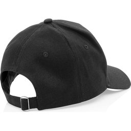 Impact 5 panel 280gr recycled katoenen cap met AWARE™ tracer-zwart schuin