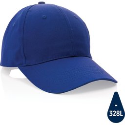 Impact 6 panel 190gr gerecycled katoenen cap met AWARE™ trac -blauw