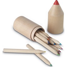 Kleurpotloden in houten potlood koker