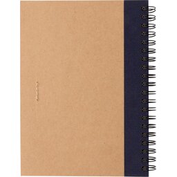 Kraft spiraal notitieboekje met pen-blauw achterzijde
