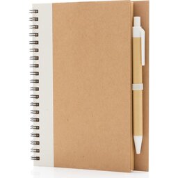 Kraft spiraal notitieboekje met pen-groen