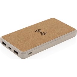 Kurk en tarwestro 5W draadloze powerbank - 8000 mAh