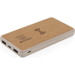 Kurk en tarwestro 5W draadloze powerbank - 8000 mAh bedrukken