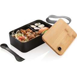 PP lunchbox met bamboe deksel en spork-eten