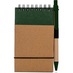 Reporter Notitieboekje Recycled Papier met Pen-groen recht