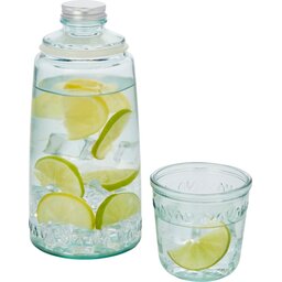 Tweedelige water set gerecycled glas - 1000 ml