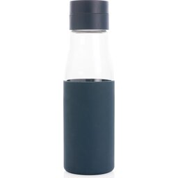 Ukiyo glazen hydratatie-trackingfles met sleeve -blauw-zijkant