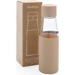 Ukiyo glazen hydratatie-trackingfles met sleeve -bruin - verpakking